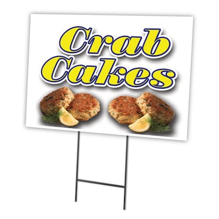 Signmission Crab Cakes Yard Sign & Stake outdoor plastic coroplast window, C-1216-DS-Crab Cakes C-1216-DS-Crab Cakes